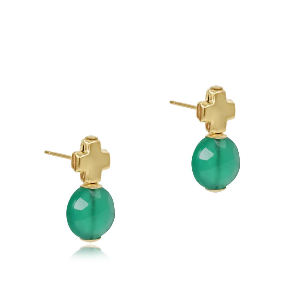 Ennewton Green Onyx 14k Gold-Filled Signature Cross Stud Earrings