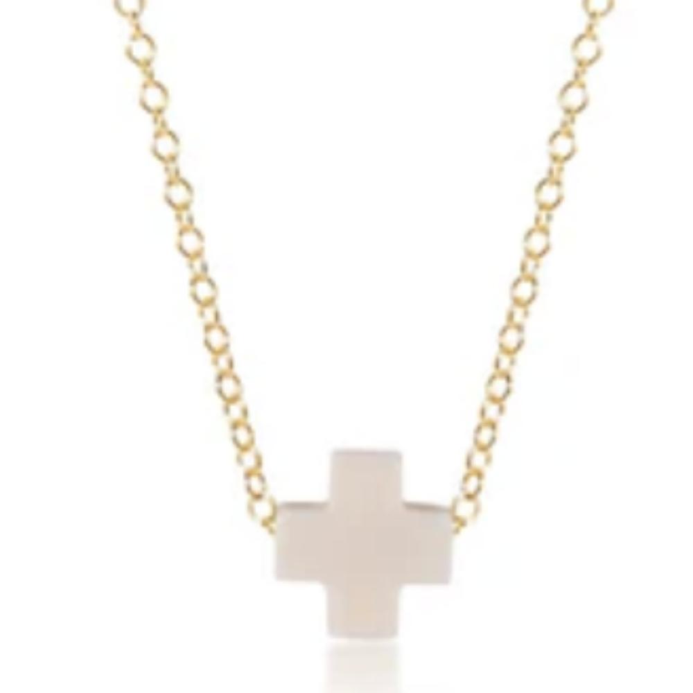 14kt Gold-Filled eNewton eGirl 14 Off-White Signature Cross Necklace