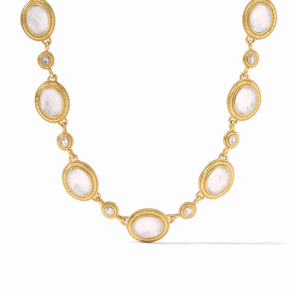 Julie Vos Tudor Style Stone and CZ Adjustable Necklace in 24k Gold Plate