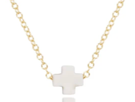 Enewton Gold-plated 14-inch Egirl Signature Small Off-White Cross Necklace
