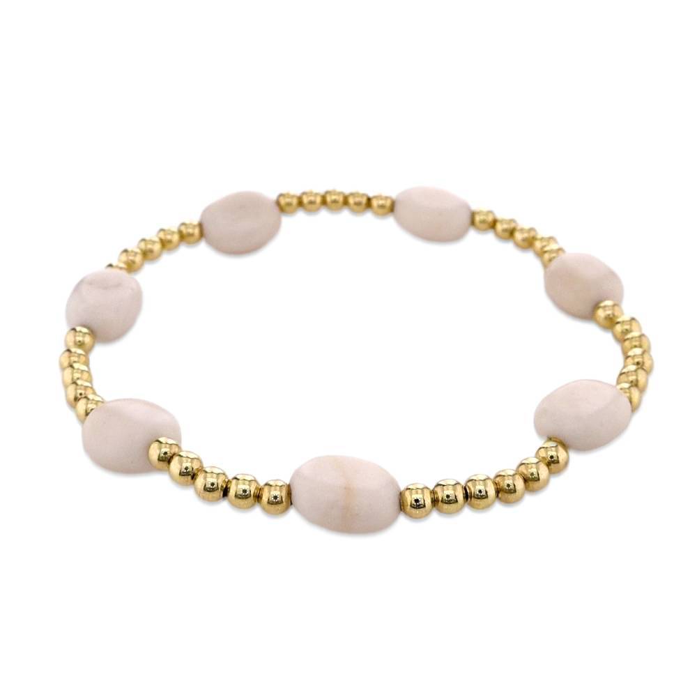 Ennewton 6.25-inch 3mm Gold-filled Bead and Riverstone Bracelet for Stacking