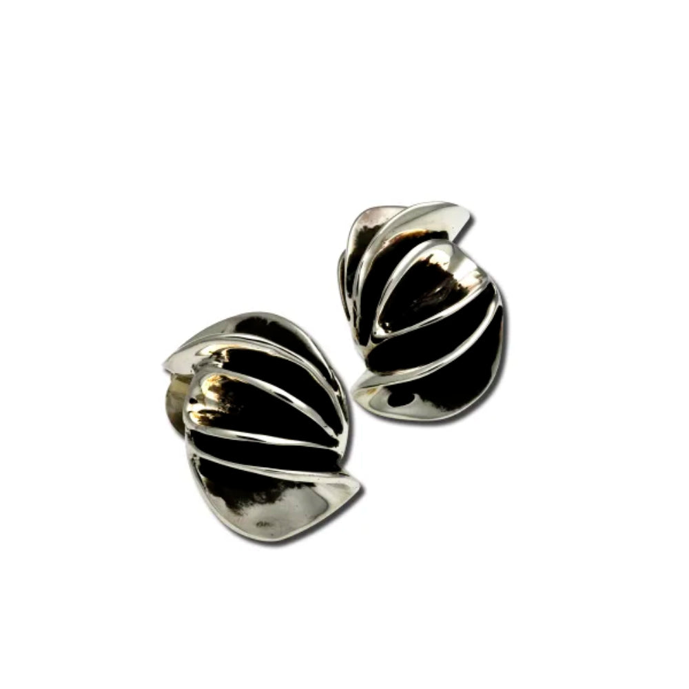 Stunning SS Folded Sculpture Style Stud Earrings for Fashion Lovers