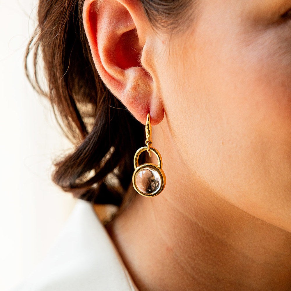 Blandine Capucine of Wullf Clear Quartz Circle Drop Earrings