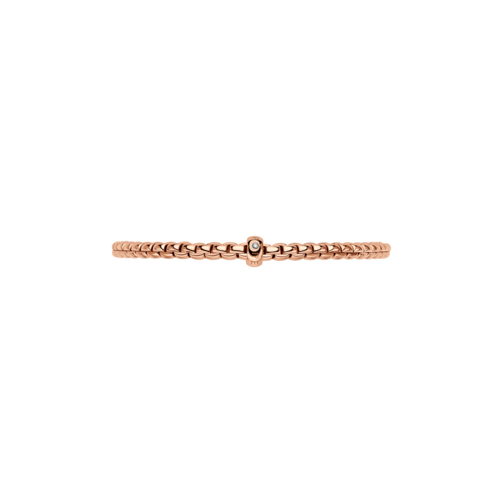 18k Rose Gold Fope Eka Collection Flex'it Bracelet with a Single 0.01 ct Diamond, Small Size
