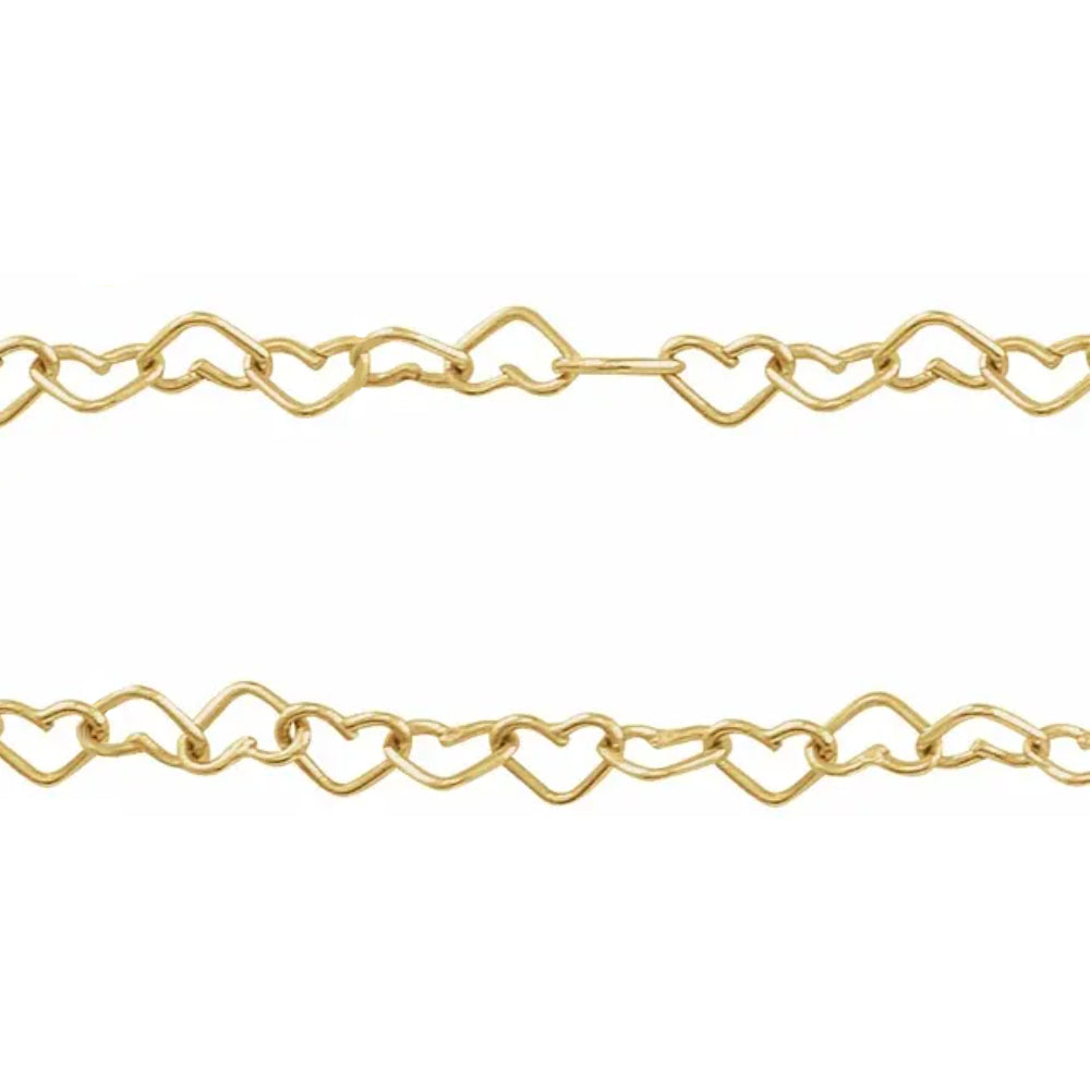 Smyth Jewelers 14k Gold Linked 3.5mm Heart-Shaped Cable Chain Welded Bracelet for a Perfect Fit