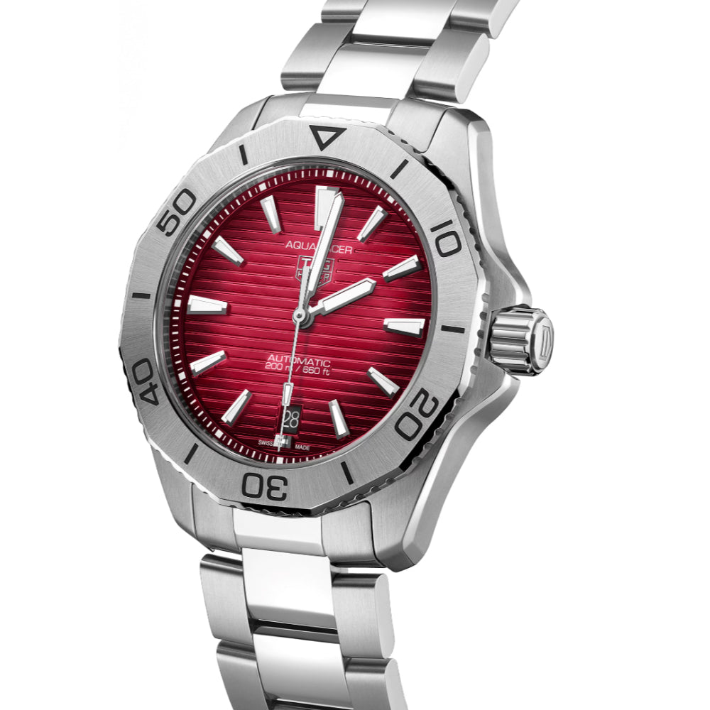 TAG Heuer 40mm Automatic Aquaracer Professional 200 Diver Watch with Ruby - Red Dial