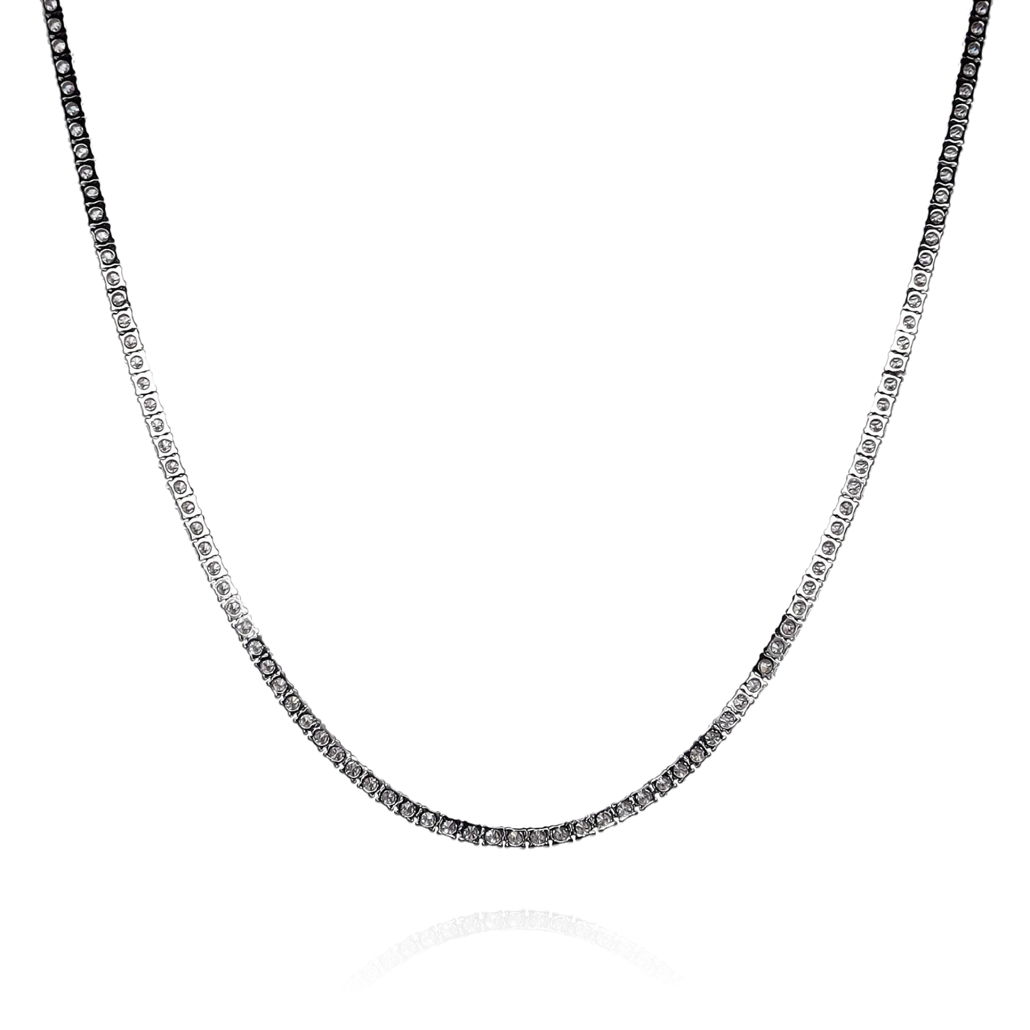 14k White Gold 16-Inch Tennis Necklace with 176 Round Brilliant Diamonds
