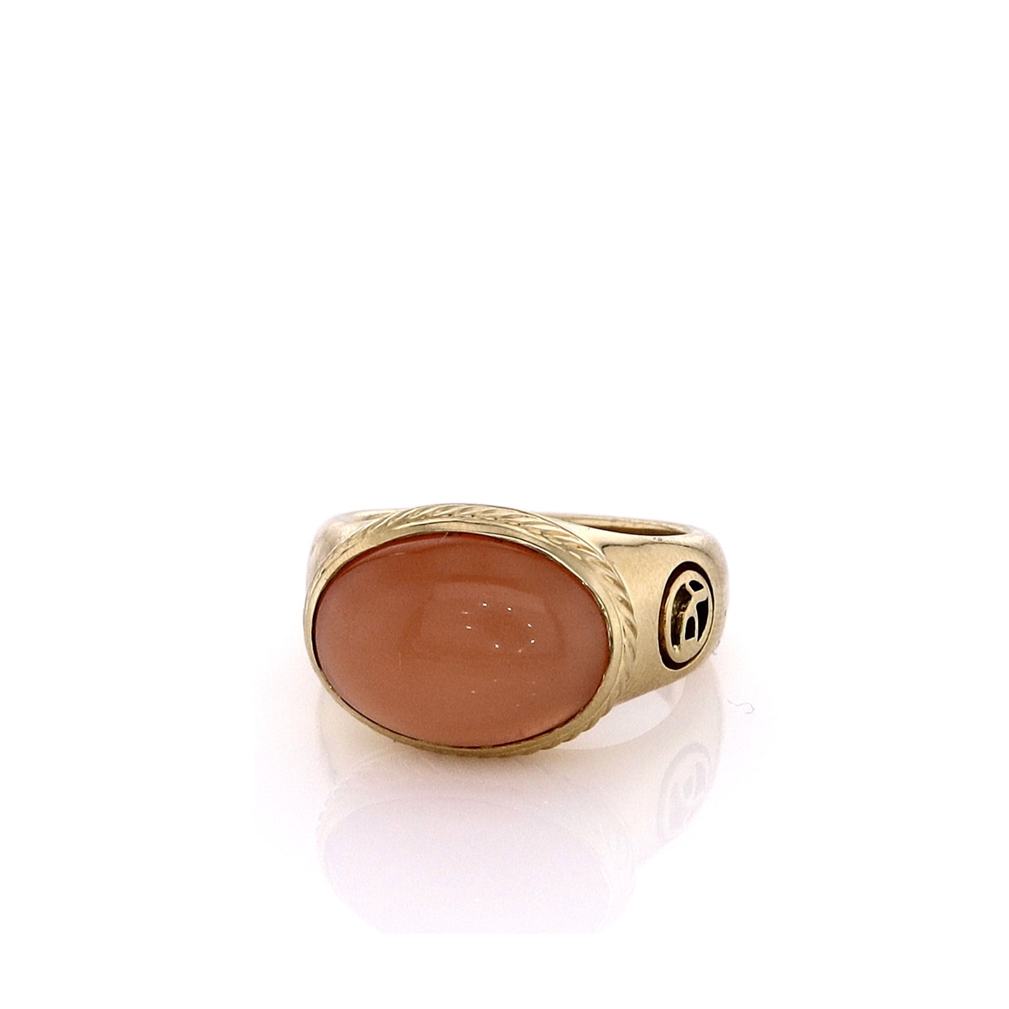 Estate Luxury 18k Yellow Gold Oval Peach Moonstone Engagement Ring by David Yurman